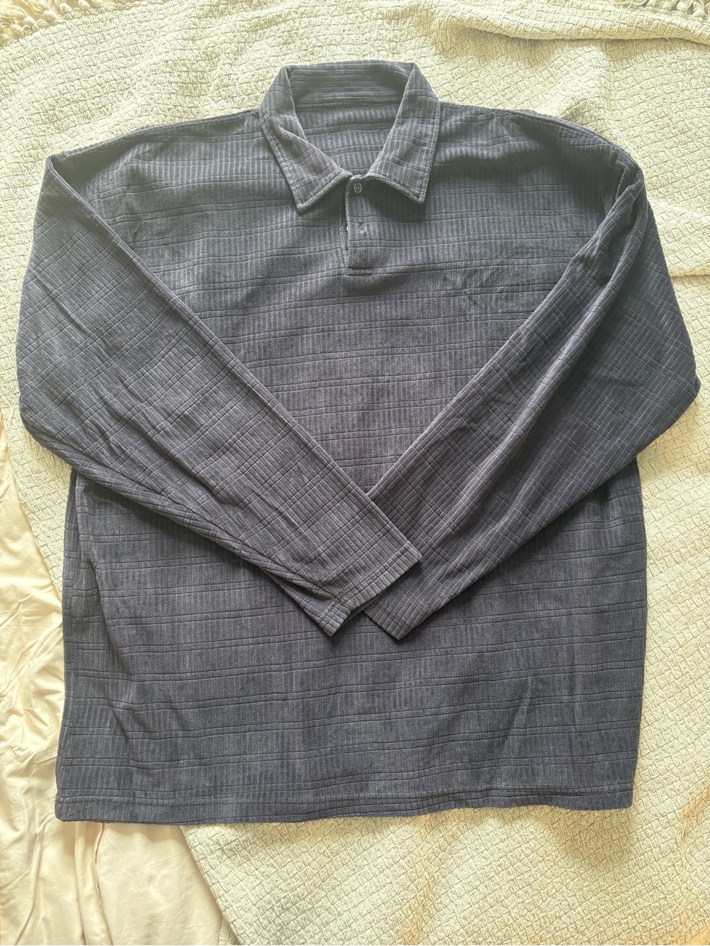 Men's Long-Sleeve Polo Shirt in Charcoal